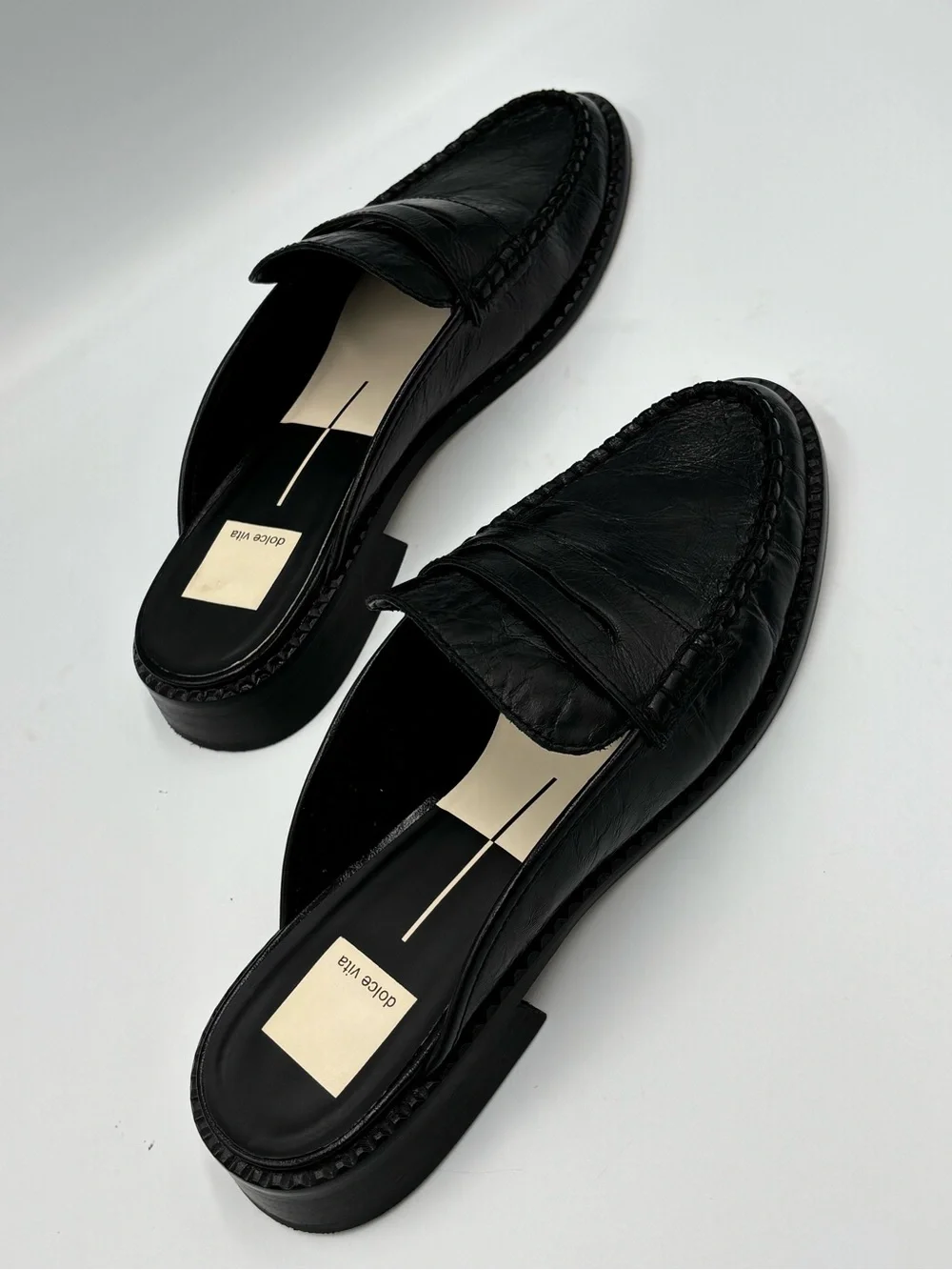 Dolce Vita Black Leather Penny Loafer Mules Women’s Size 7